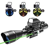 UUQ C4-12X50 Rifle Scope Dual Illuminated Reticle W/ Laser Sight and Holographic Dot Reflex Sight (Green Laser)
